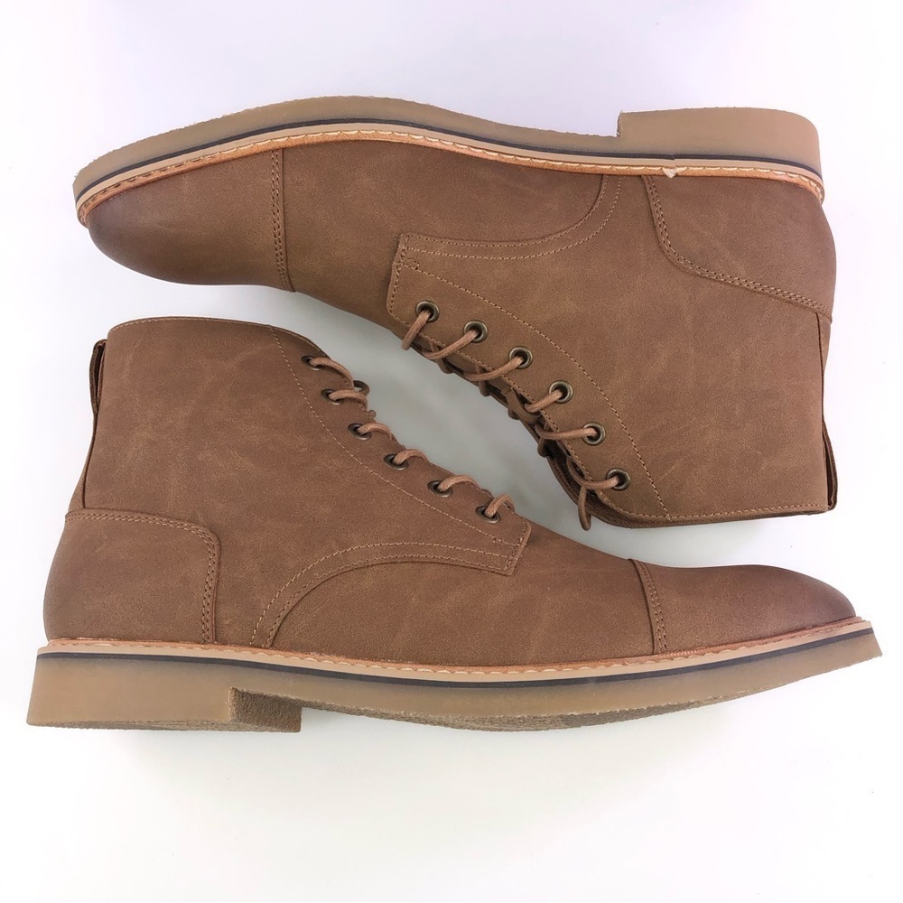 INC International Concepts Men's Tristan Faux Suede Lace Up Boots Tan 11.5M New - Picture 2 of 8
